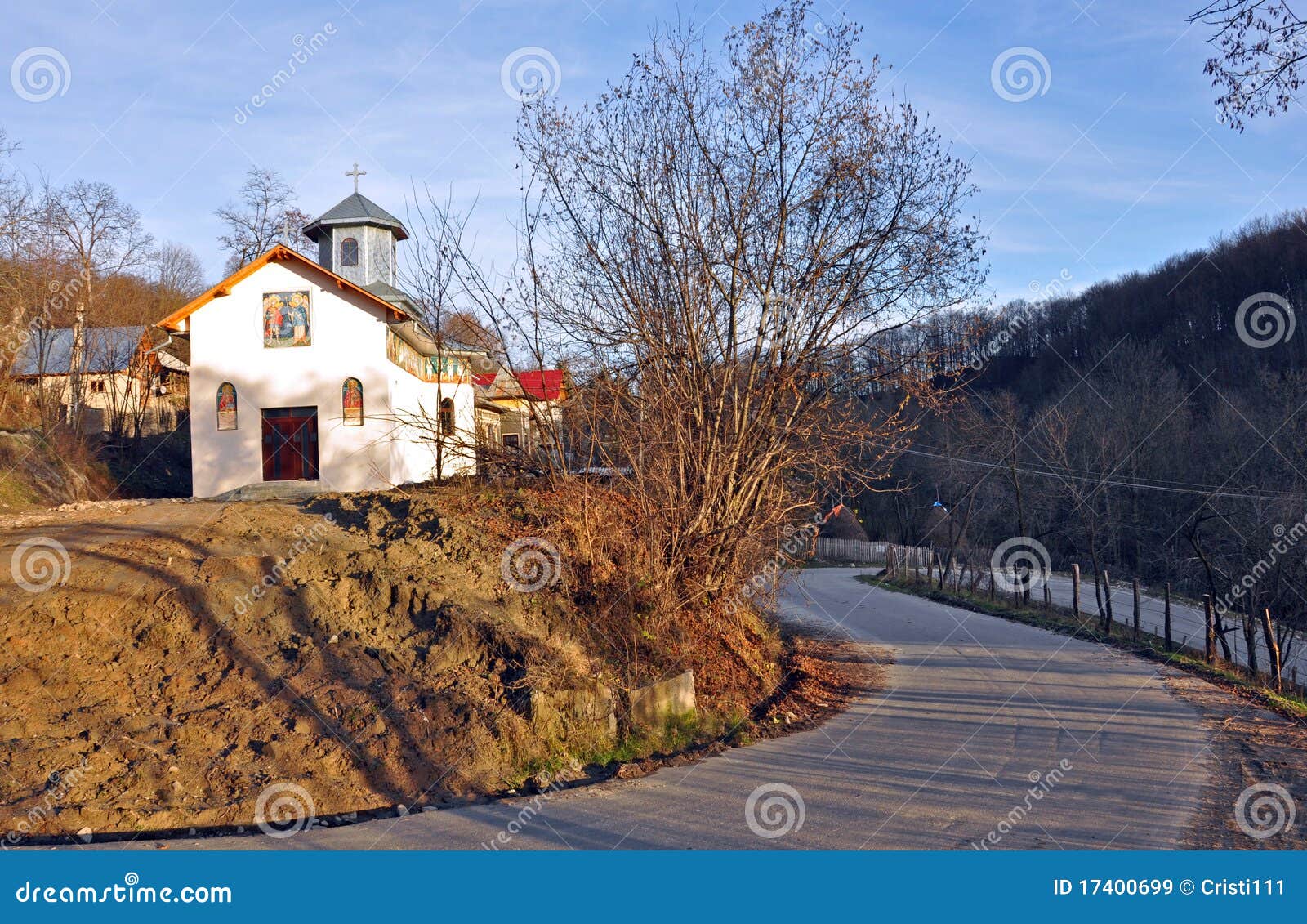 Church in 180 degree curve stock image. Image of parallel - 17400699
