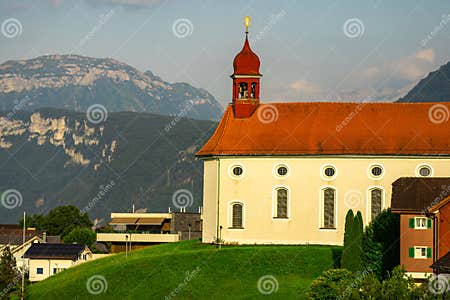 Church In Alps Church In Switzerland Next To Lake Lucerne Church In The Alp Mountains At Swiss Church In Alps Church In Switzerland Next To Lake Lucerne Church In The Alp Mountains At Swiss