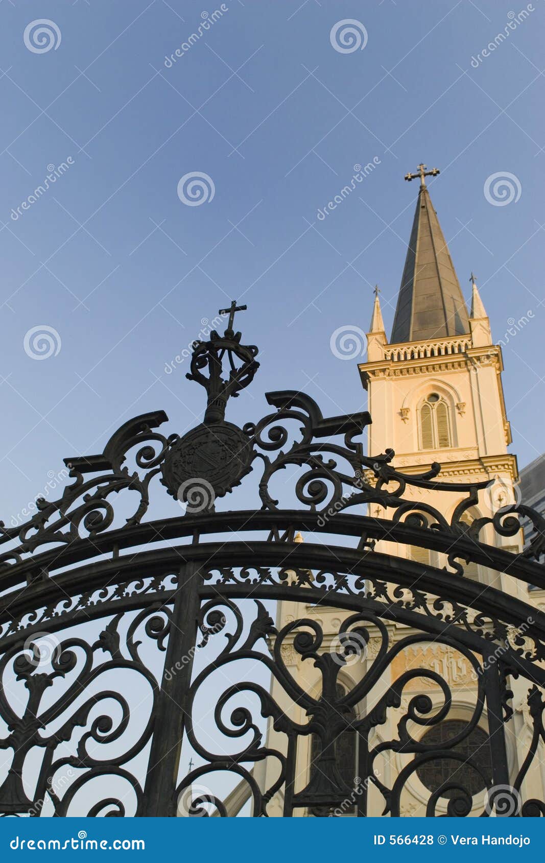 church behind gate