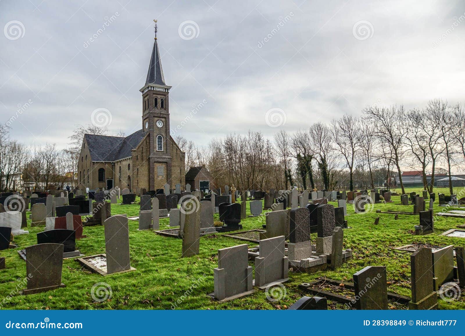 Church and Cemetery in Holland Stock Image Image of gray, friesland
