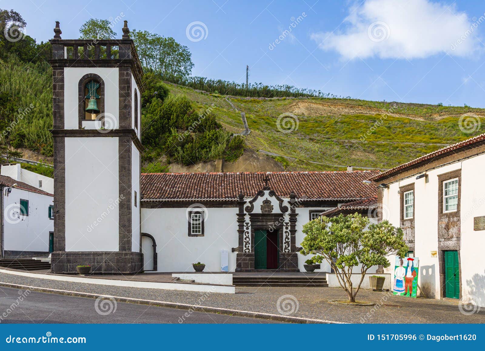 church and centro de turismo in povoacao on sao miguel island, azores