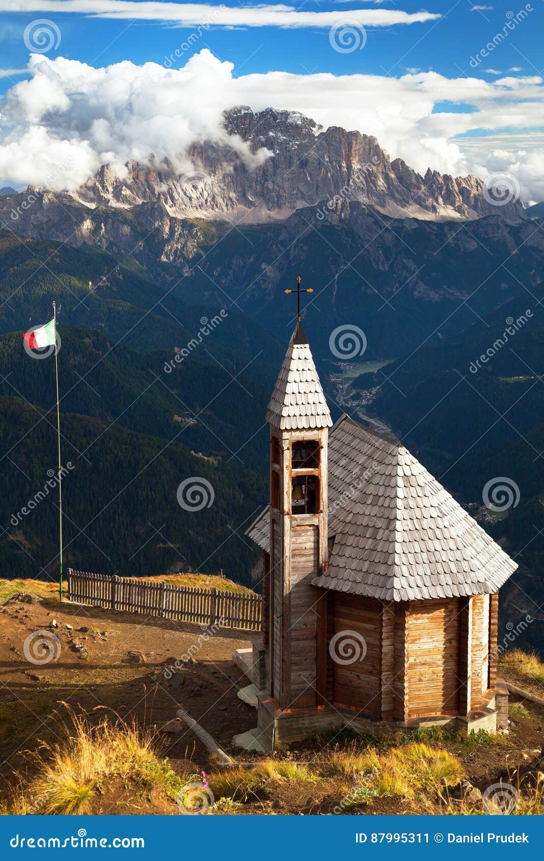 church or chapel on the mountain top col di lana