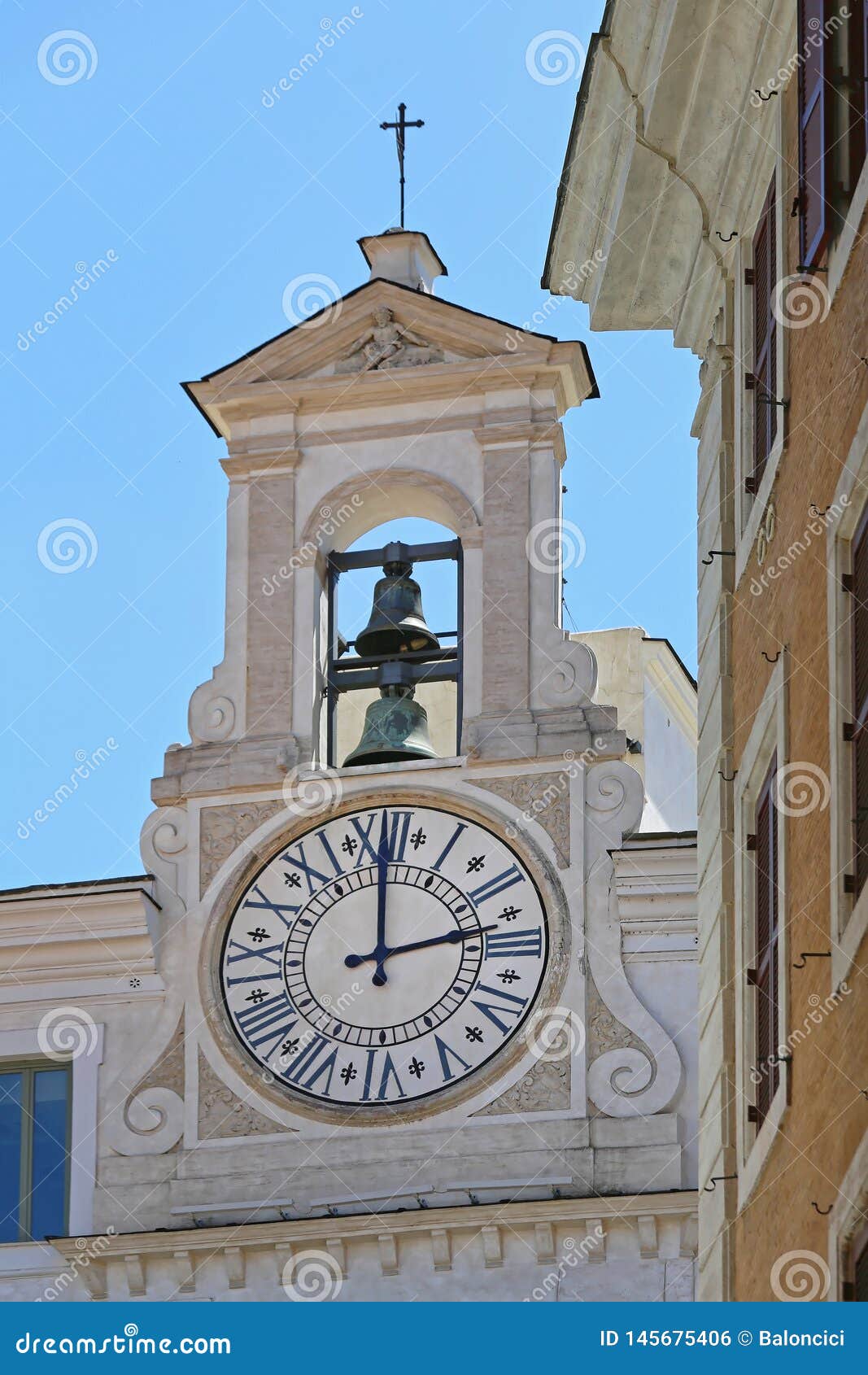 Church Clock Rome stock photo. Image of rome, christianity 145675406