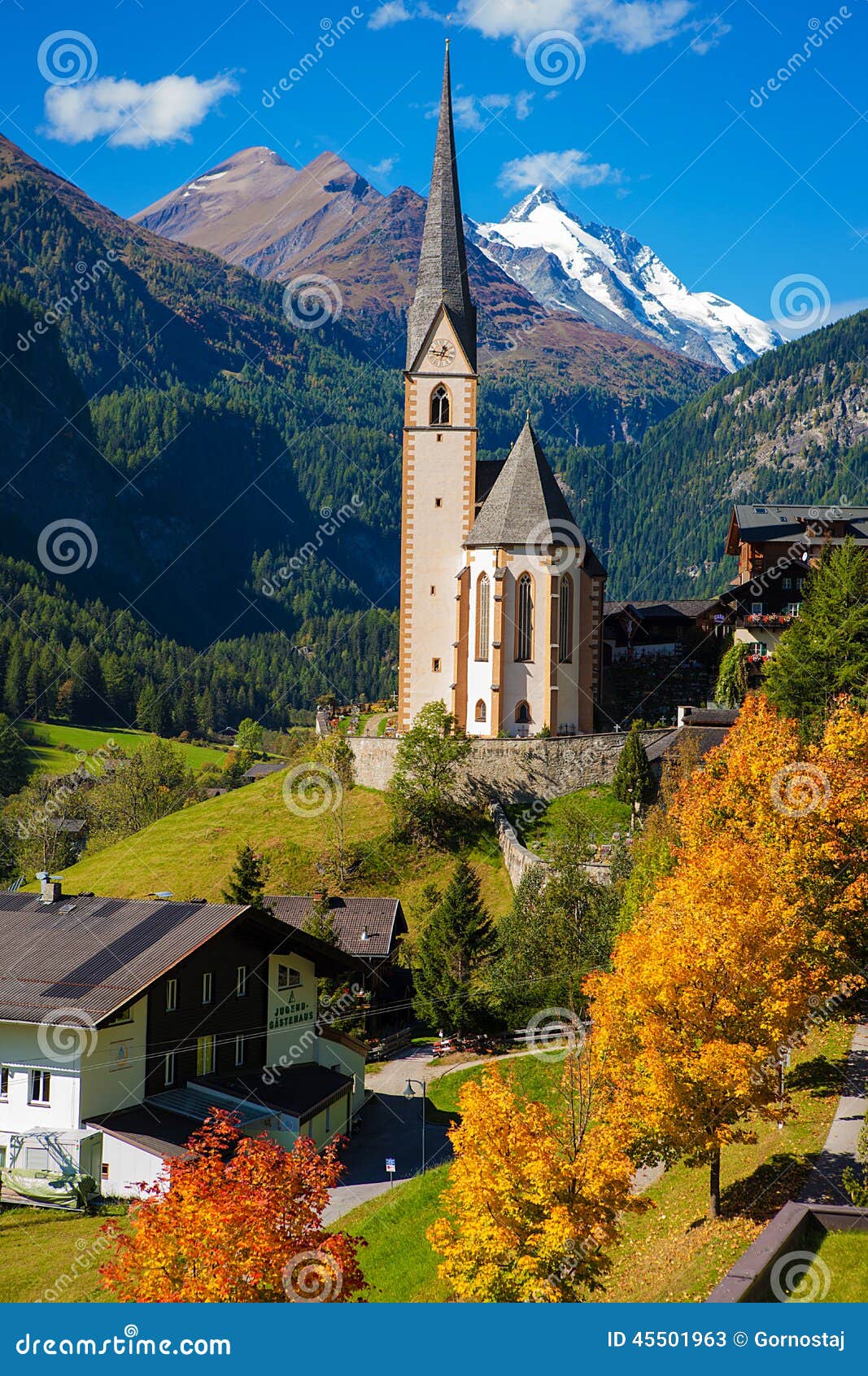 church in cortina, autumn, italy