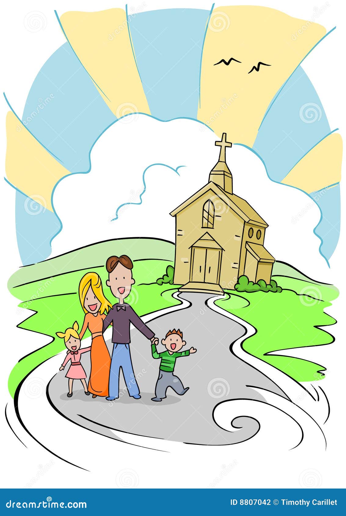 family praying in church clipart