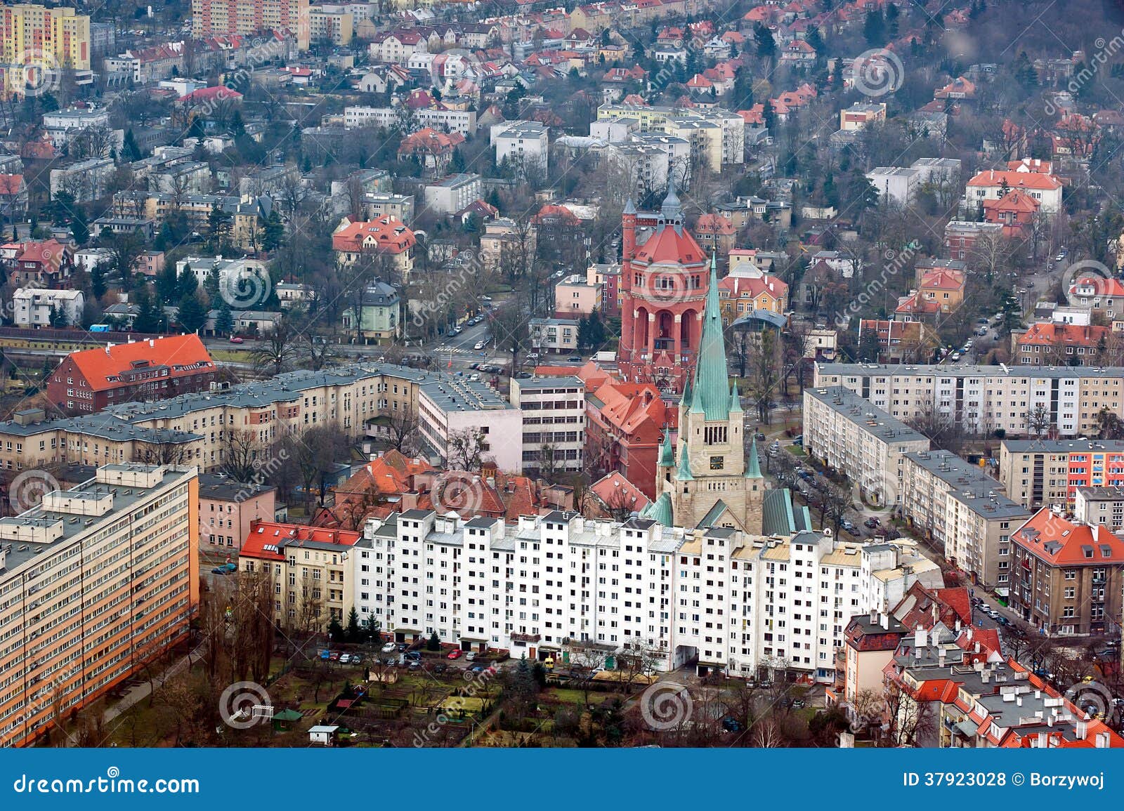 Church and flats stock photo. Image of buildings, location 37923028