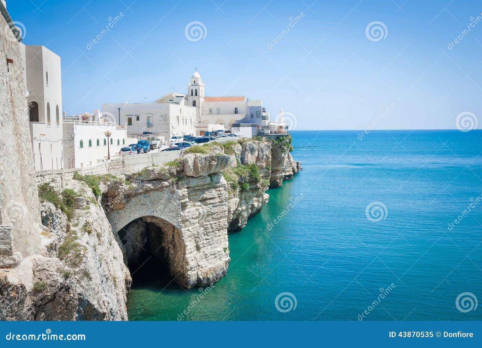 church in front of adriatic sea in the vieste italy