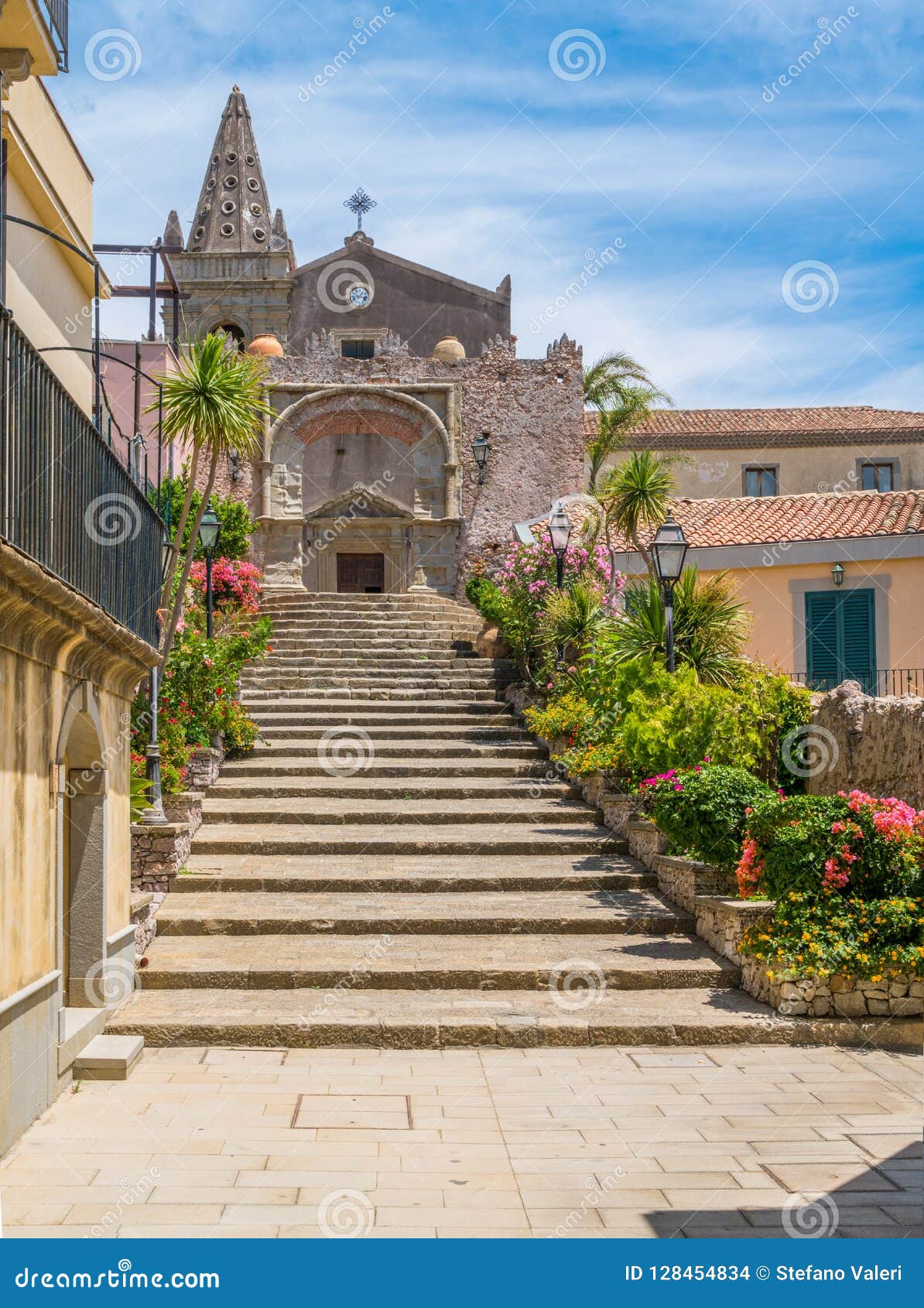 church of the holy trinity, in forza d`agrÃÂ², picturesque town in the province of messina, sicily, southern italy.