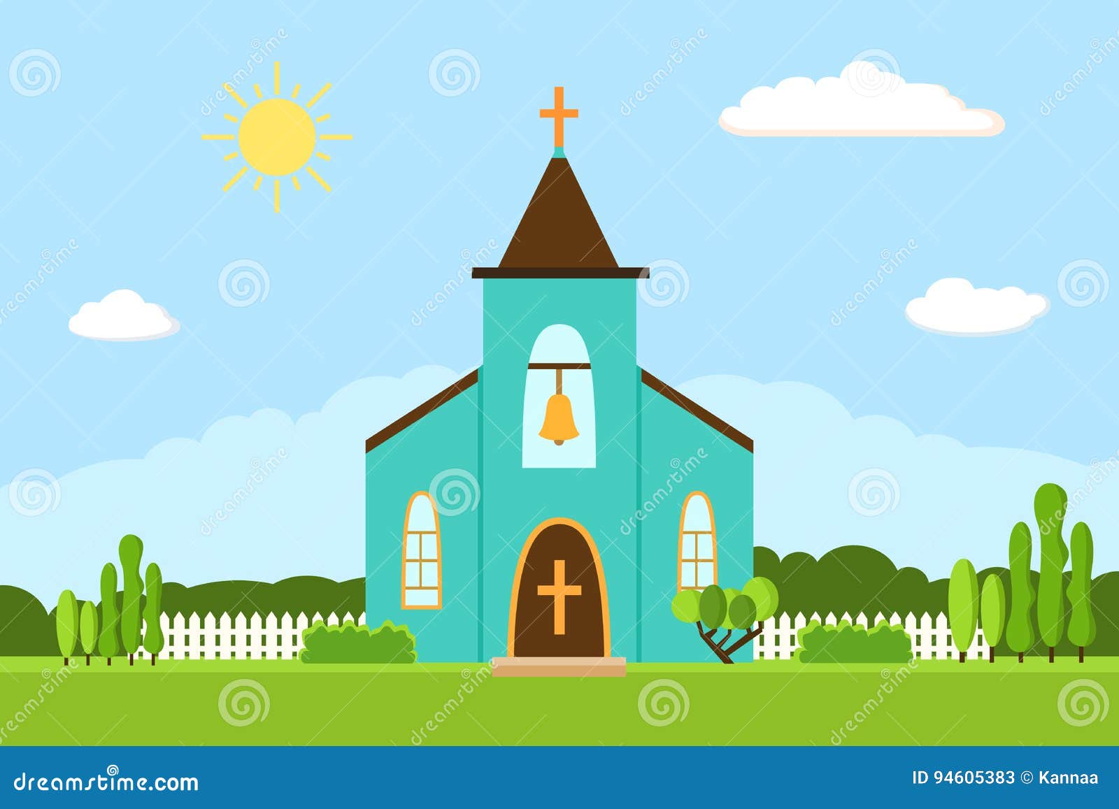 Church Icon. Flat Summer Landscape. Stock Vector - Illustration of bell, christianity: 94605383 Church Icon. Flat Summer Landscape. Stock Vector - Illustration of bell, christianity: 94605383