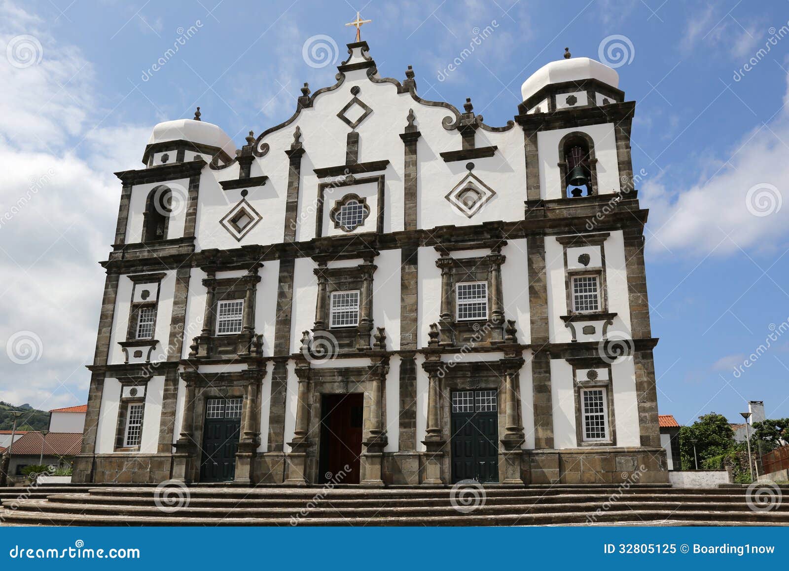 church on the island of flores azores portugal