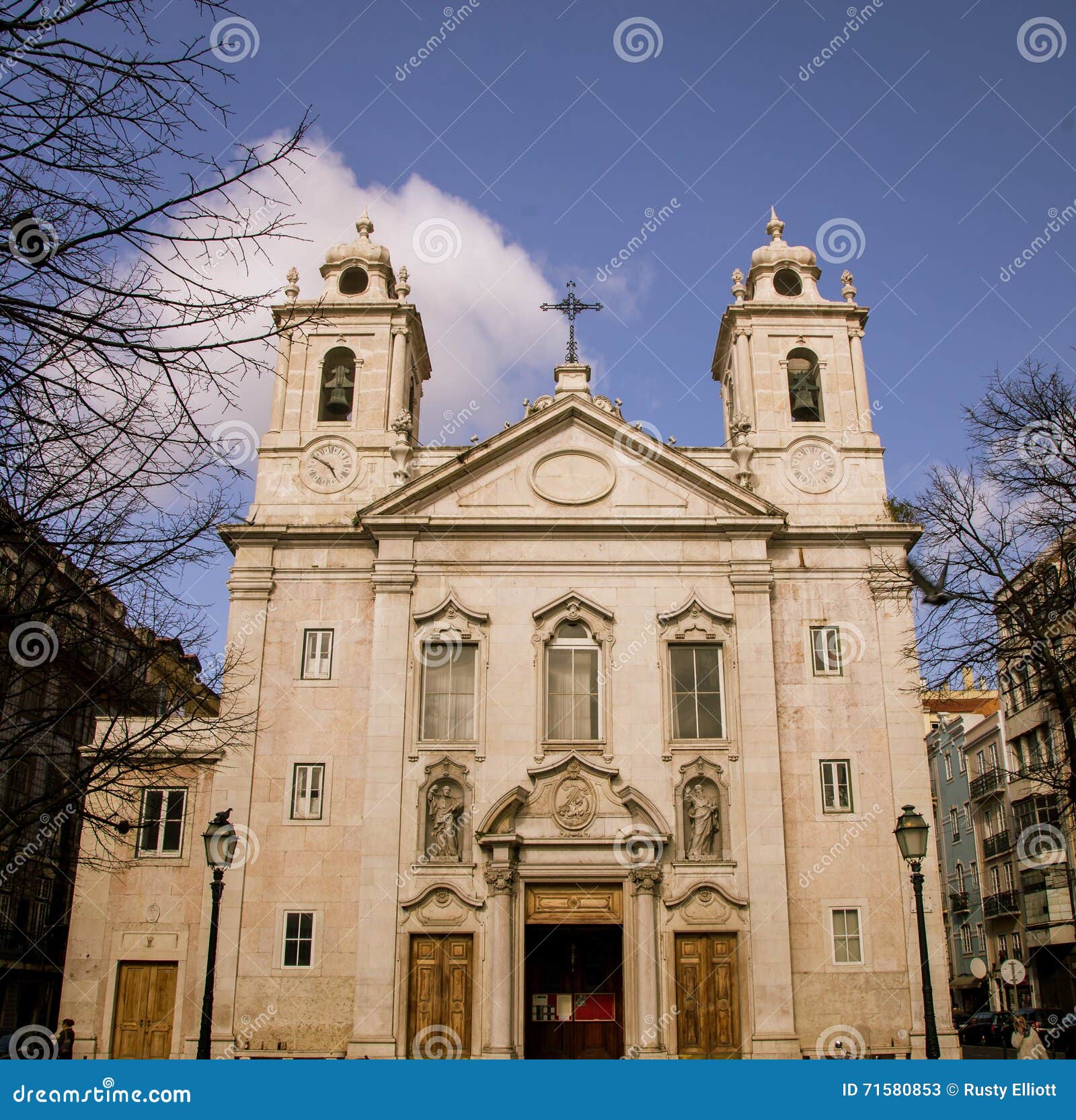 Church lisbon stock image. Image of catholic, tower, building - 71580853