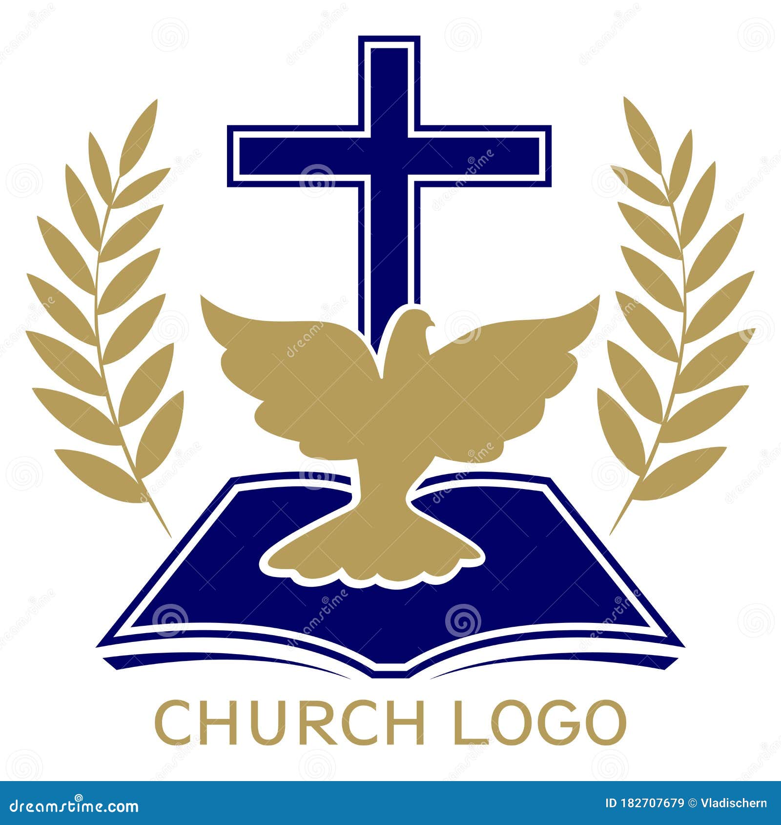 Church Logo, Symbol of Christianity, the Cross , Dove and the Gospel ...