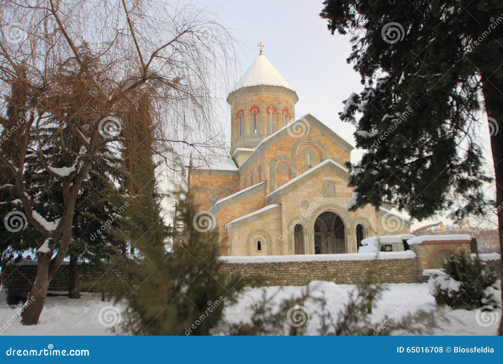 the church in monastery of st. nino at bodbe in winter