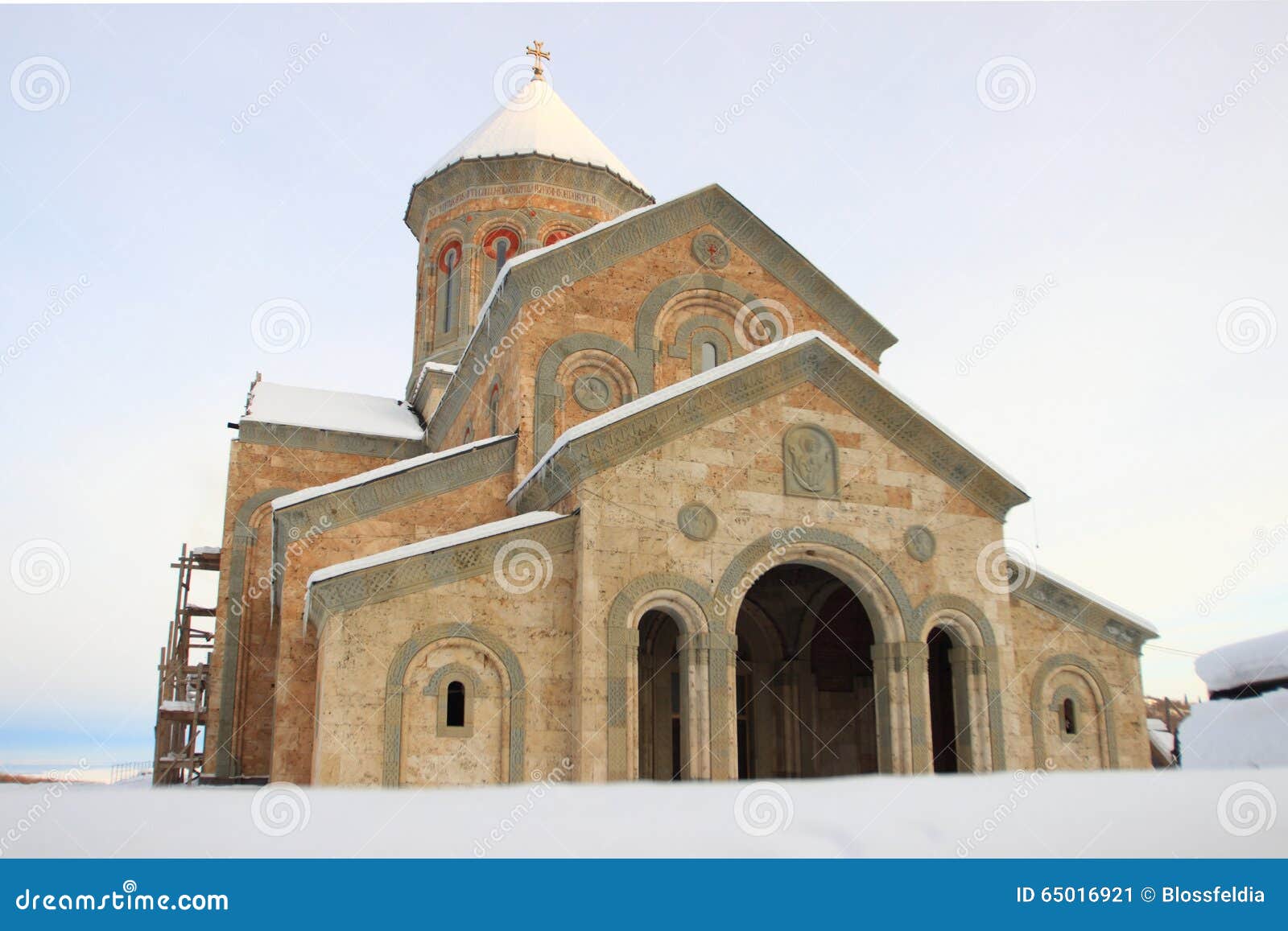 the church in monastery of st. nino at bodbe in winter