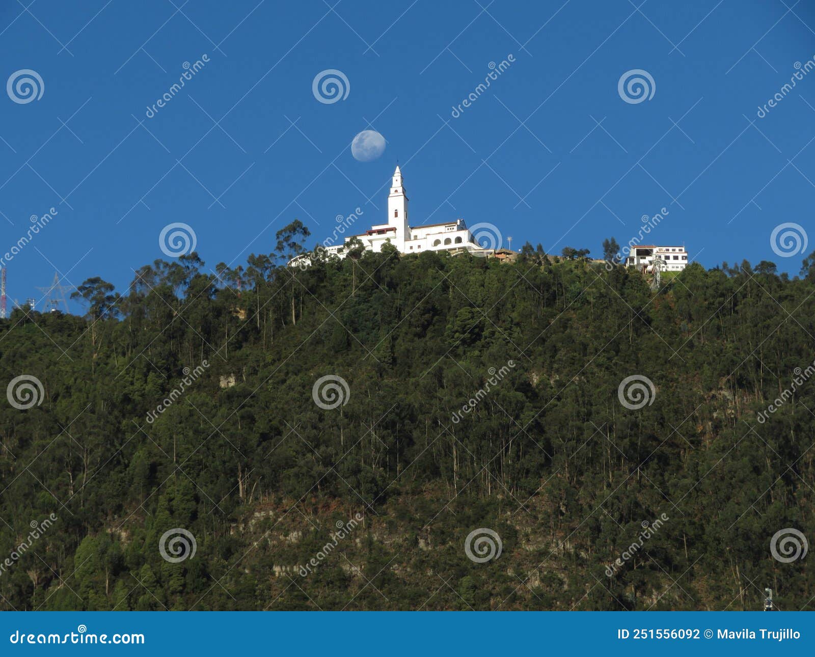 church of monserrate with full moon at bogotÃÂ¡