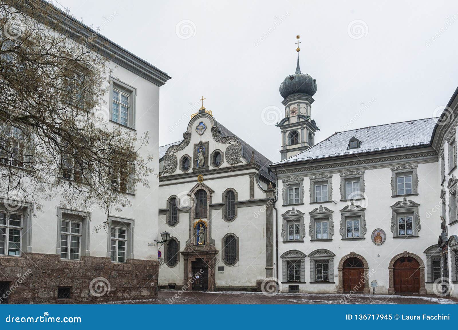 church of ognissanti, former church of the jesuits jesuitenkirche, founded by the order in 1571 on stiftsplatz in hall in tirol