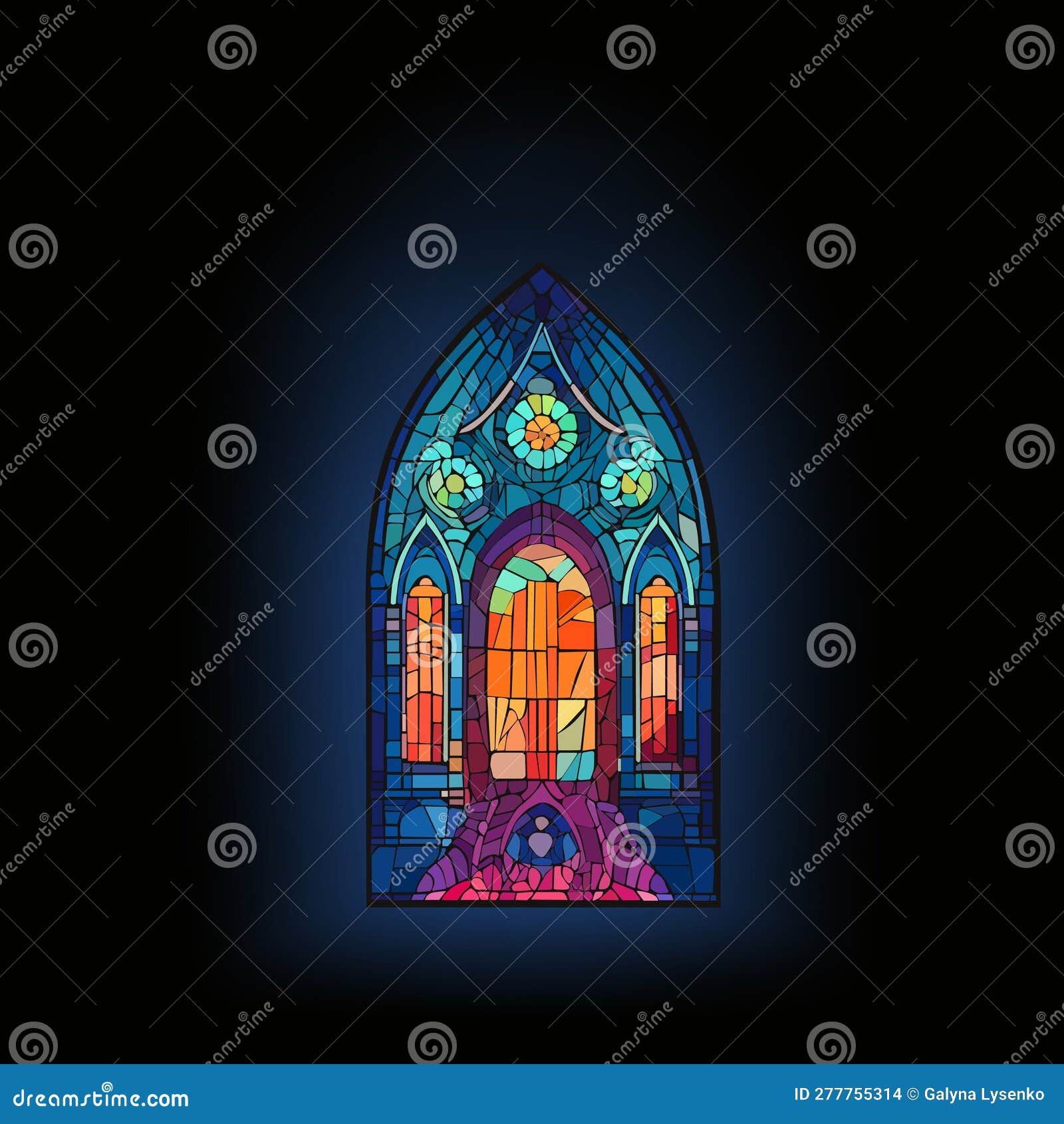 Church Panes Decorated with Colored Mosaic Glass in Different  Shapes.Beautiful Collection of Vitreous Paint Windows with Stock Vector -  Illustration of religious, icon: 277755353