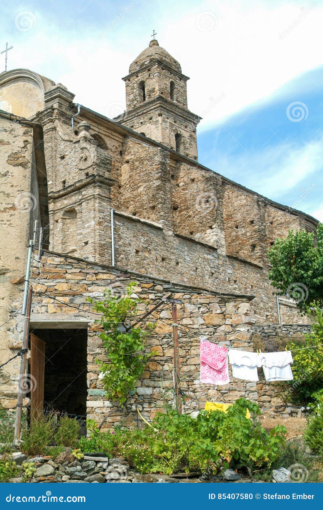 church of saint-martin at patrimonio on corsica island, france