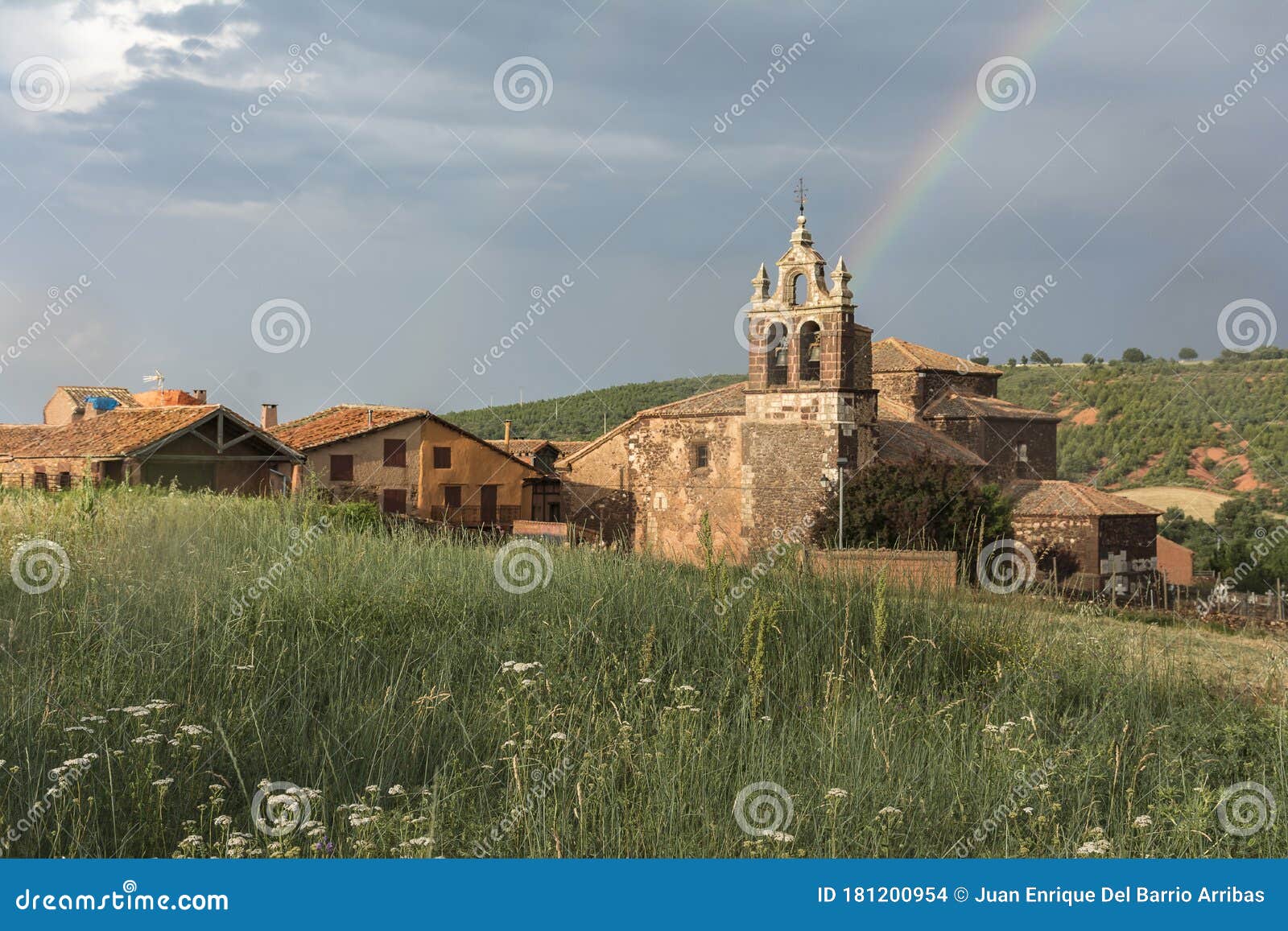 church of san pedro in madriguera, red village of the riaza region province of segovia spain