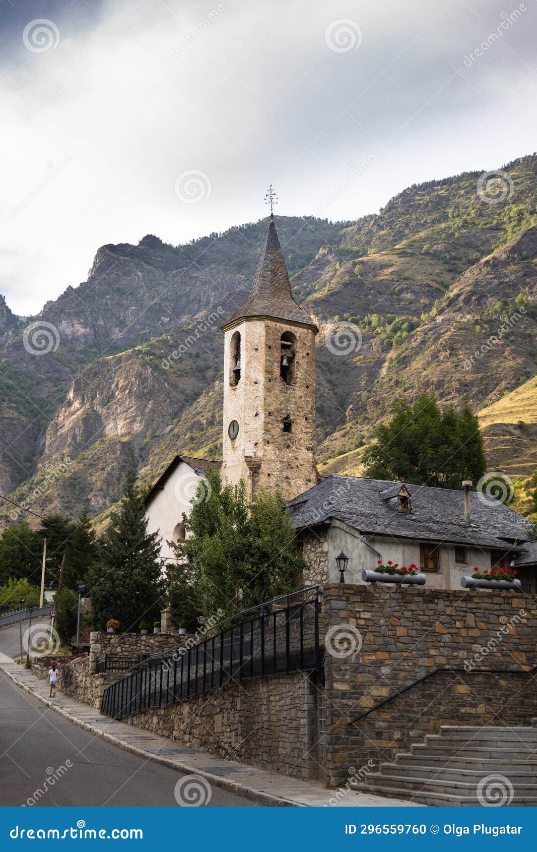 church of santa llogaia in the small village of espot in summer, pyrenees
