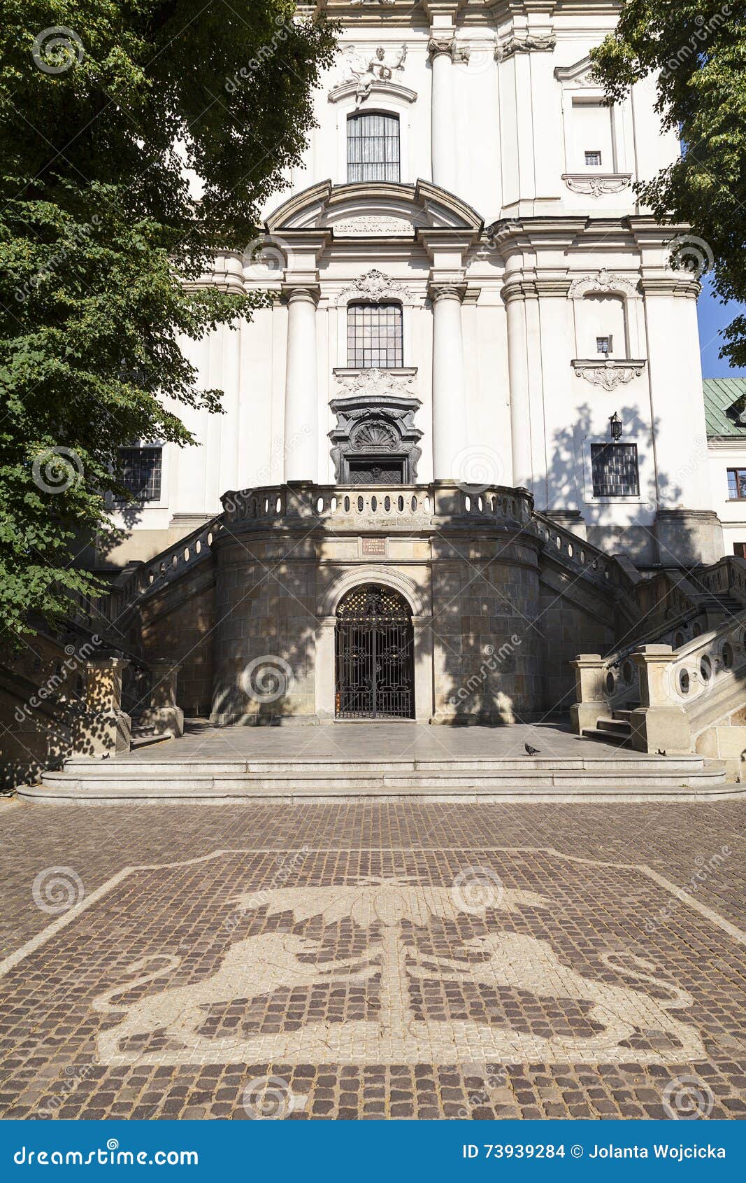 church on skalka with coat of arms of the pauline order, krakow, poland