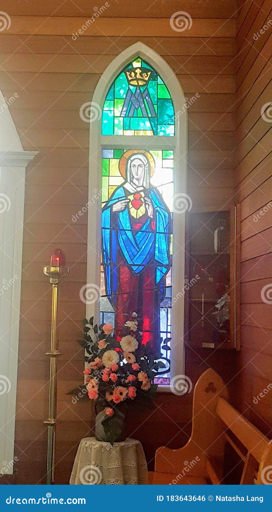 Church Stained Glass Window Inside a Church in Gladstone Qld