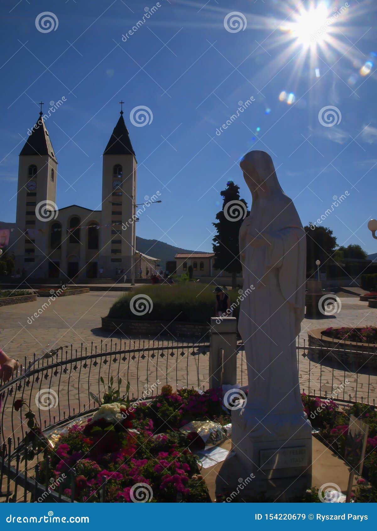 Church And Statue Of Madonna In Medjugorje A Place Of Pilgrimage From All Over The World Stock Image Image Of Medjugorje Faith