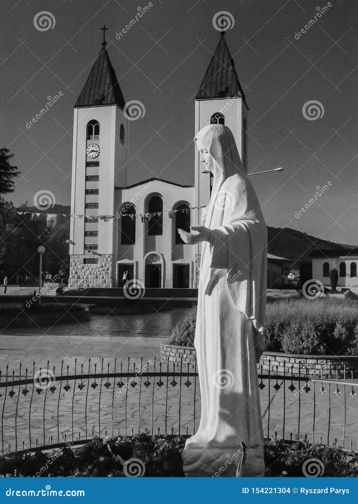 Church And Statue Of Madonna In Medjugorje A Place Of Pilgrimage From All Over The World Stock Photo Image Of Bosnia Mother