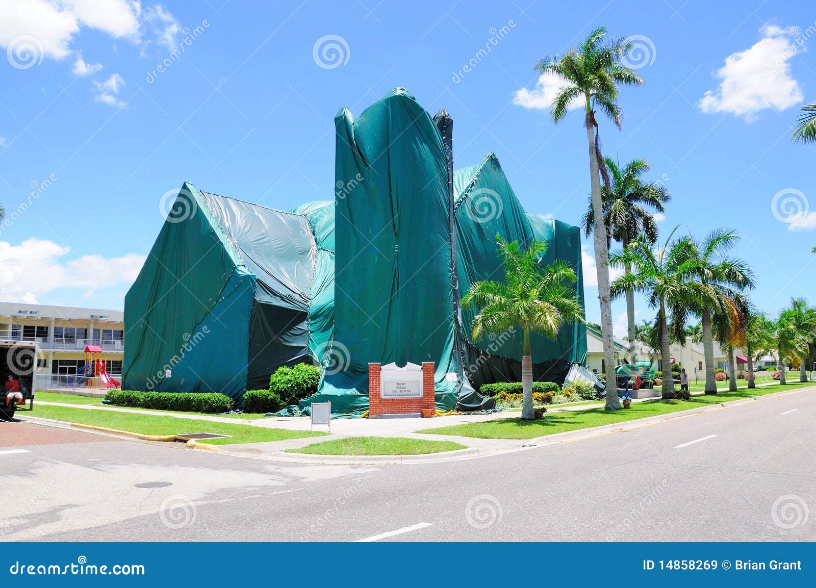 church tented for fumigation