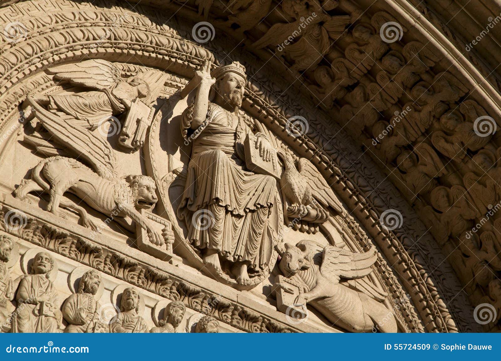 church tympanum, arles, bouche-du-rhÃÂ´ne, france.