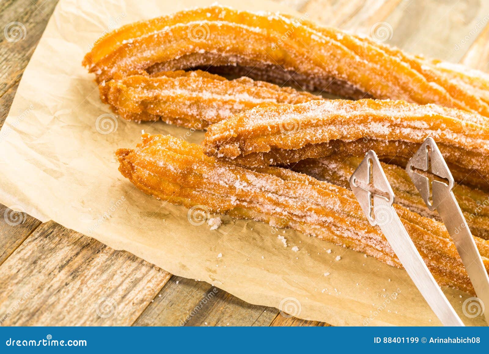 churros with granulated sugar