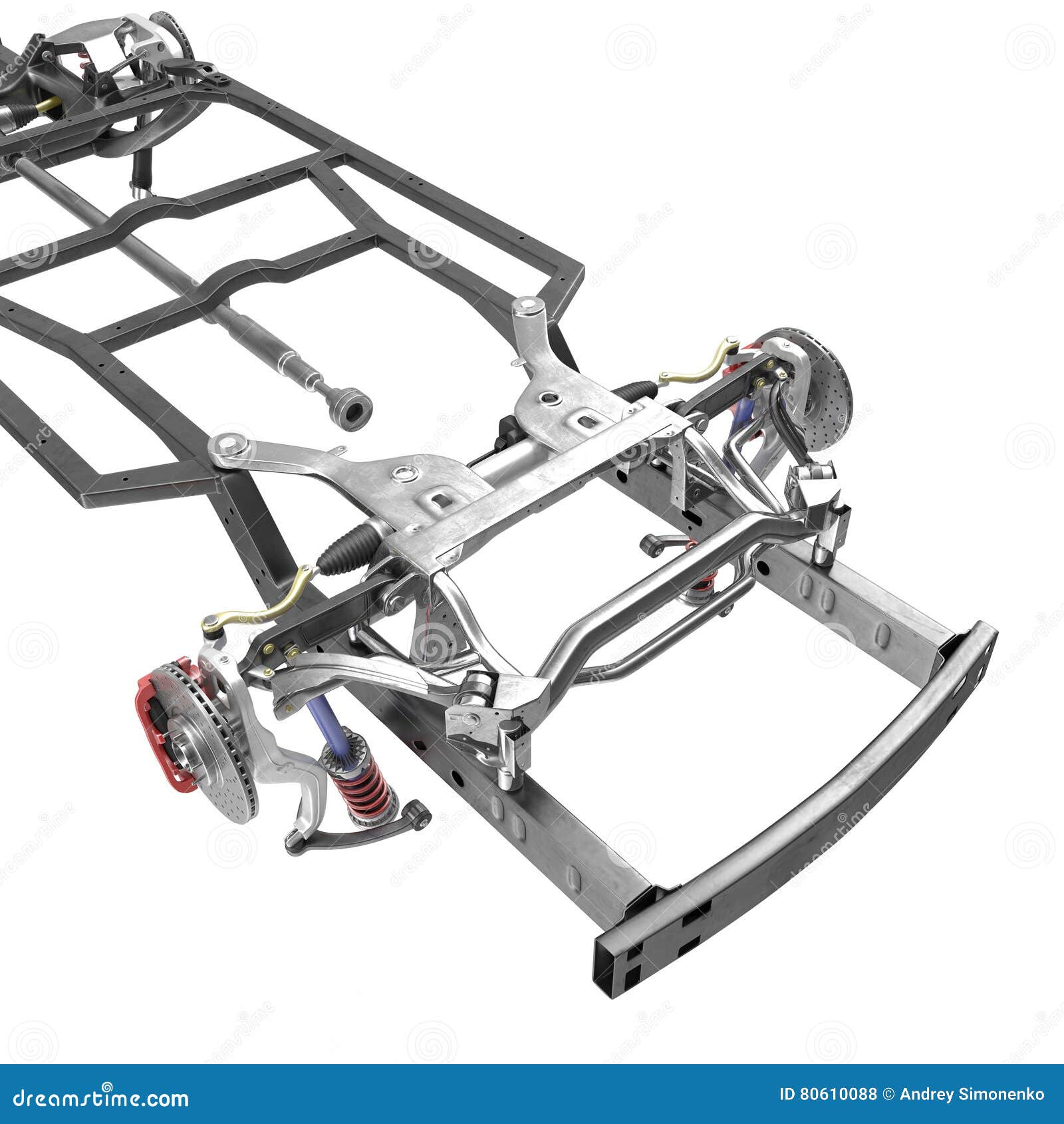 Châssis De Voiture Sur Le Blanc Illustration 3D Illustration Stock