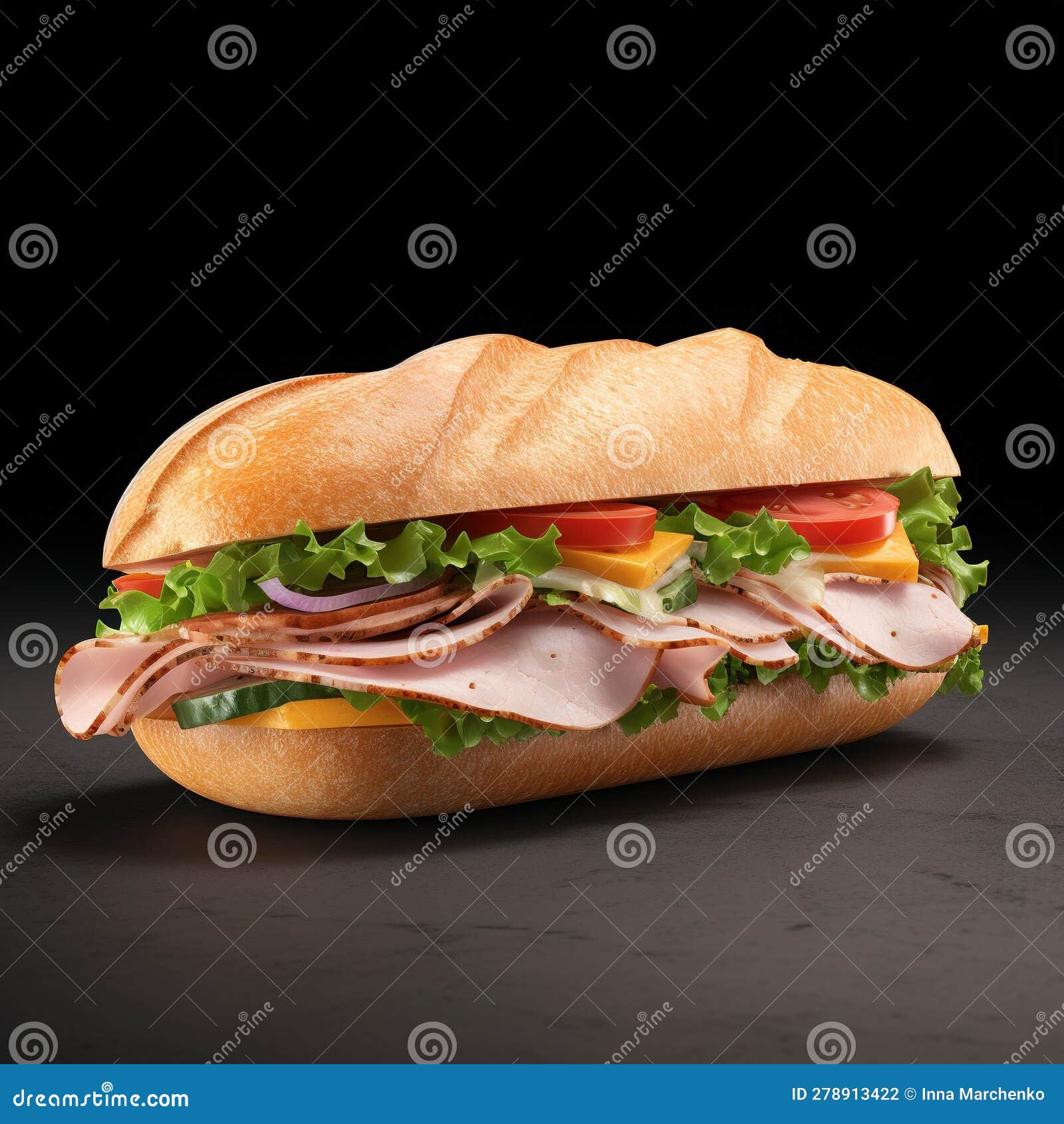 Ciabatta Sandwich with Lettuce Stock Illustration Illustration of