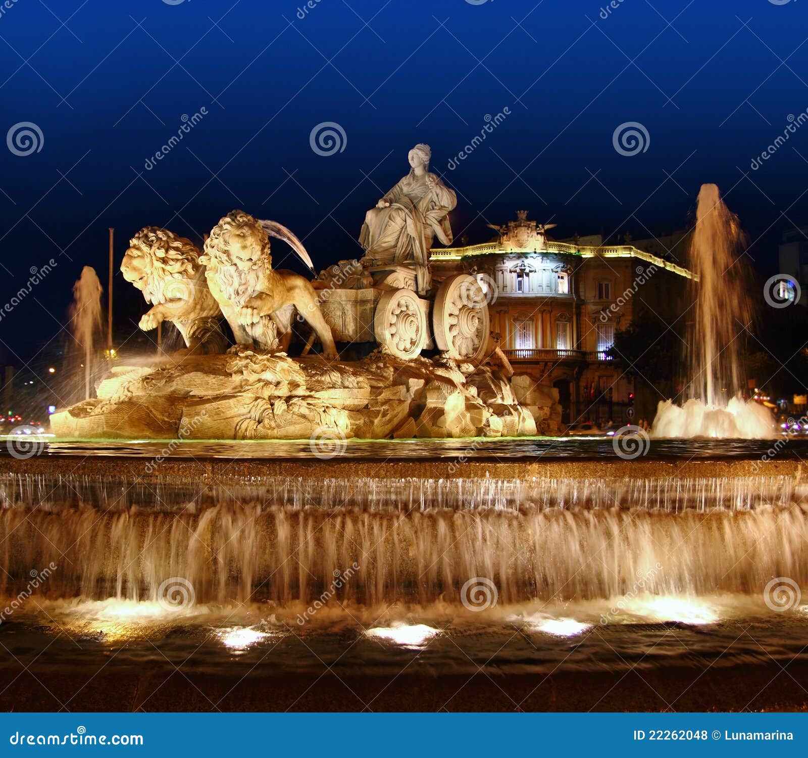 cibeles night statue in madrid paseo castellana