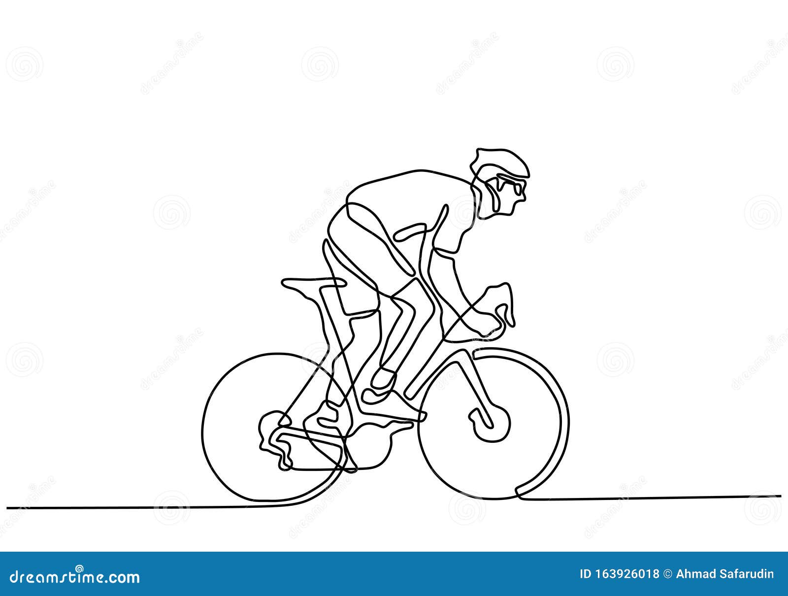 Desenho De Linha Contínua Do Ciclista Atleta Vetorial Andando De