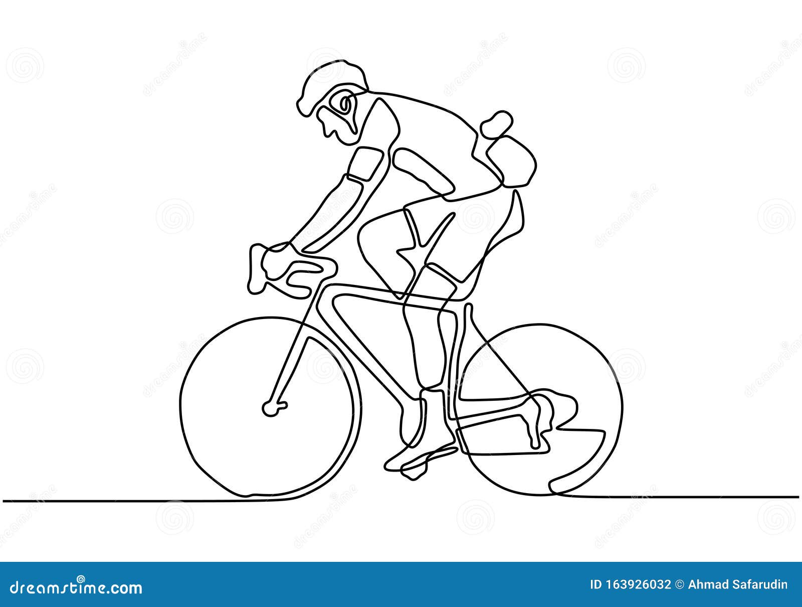 Desenho De Linha Contínua Do Ciclista Atleta Vetorial Andando De