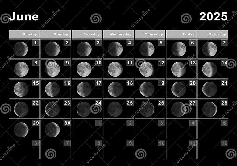 Ciclo Lunar De Luna De Junio De 2025 Stock de ilustración Ilustración
