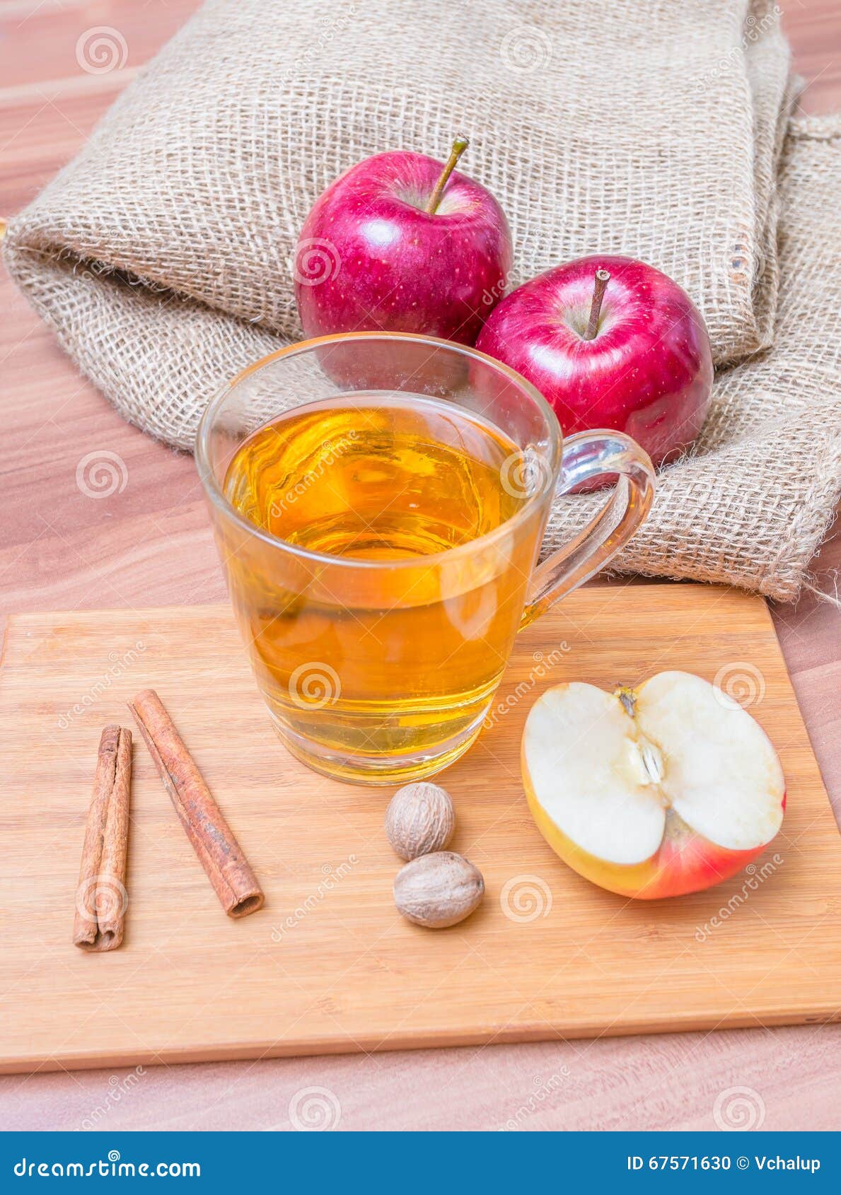 Cider Alcohol Hot Apple Drink, Apples and Cinnamon Stock Photo