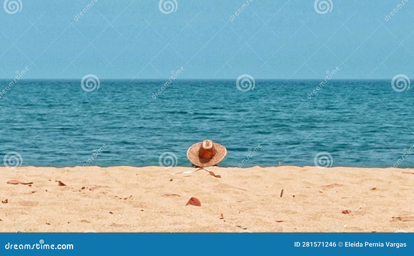 cielo, mar, arena, sombrero