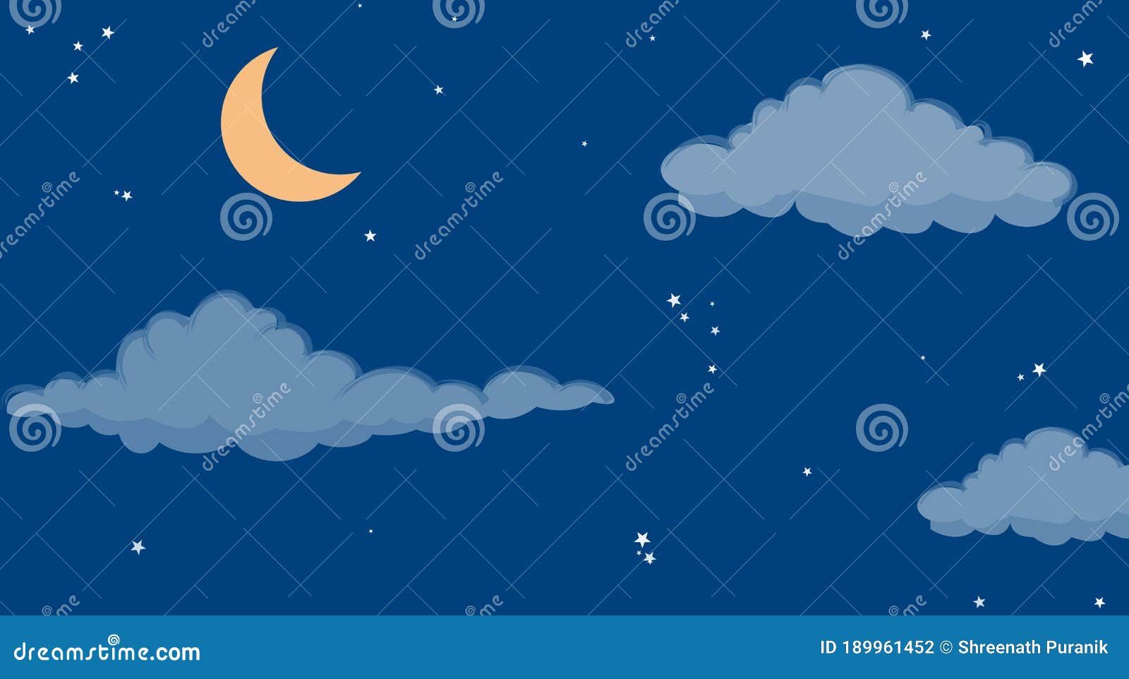 Cielo Nocturno Con Fondo De Luna Y Estrellas Stock de ilustración -  Ilustración de noche, animado: 189961452