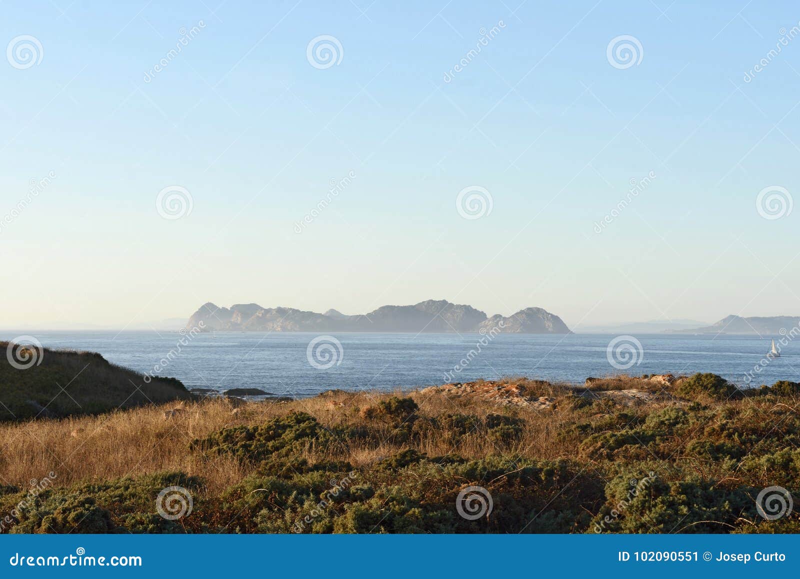 the cies islands from cabo silleiro, pontevedra province, galica, spain