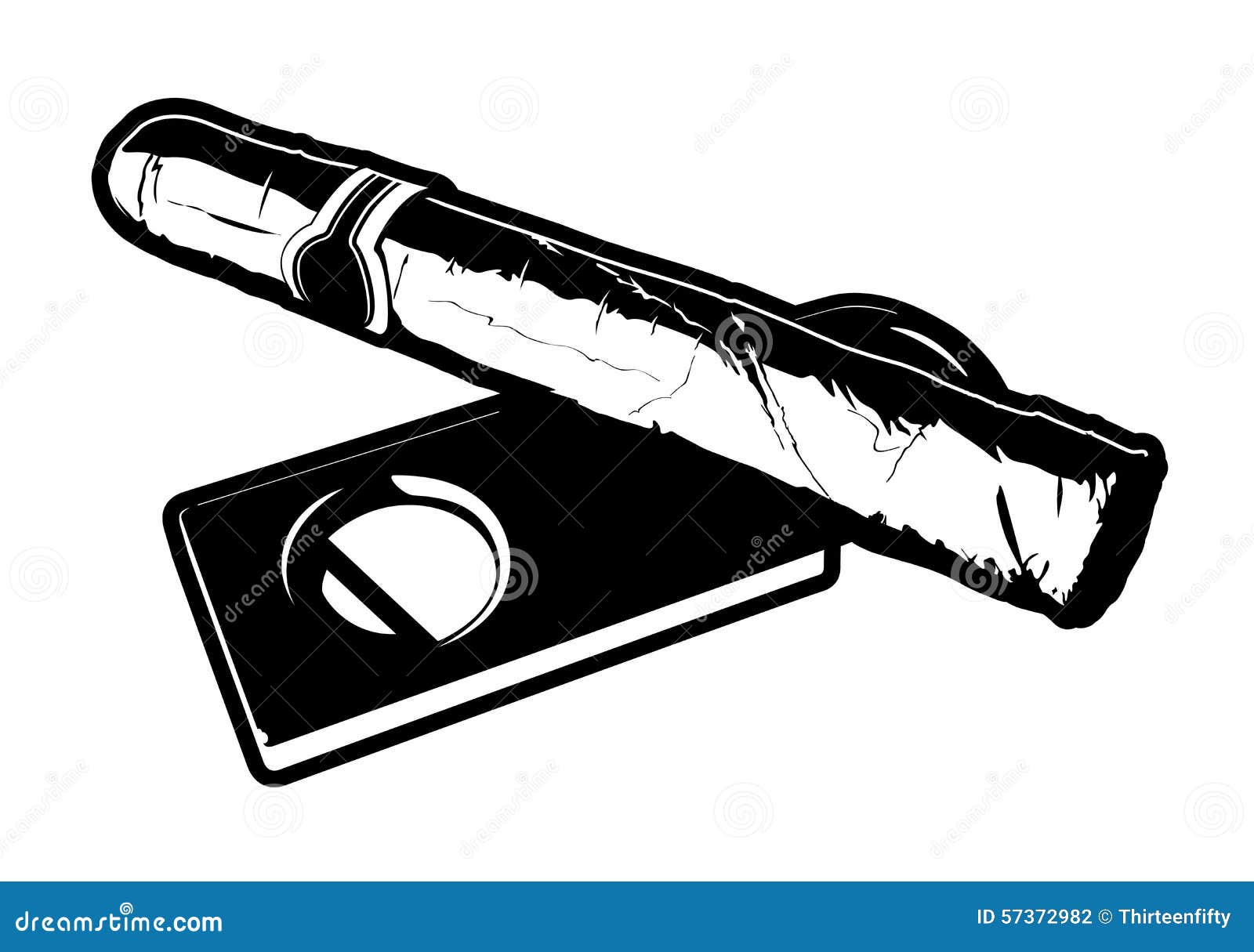 cigar and cigar cutter realistic black and white cartoon  graphic 