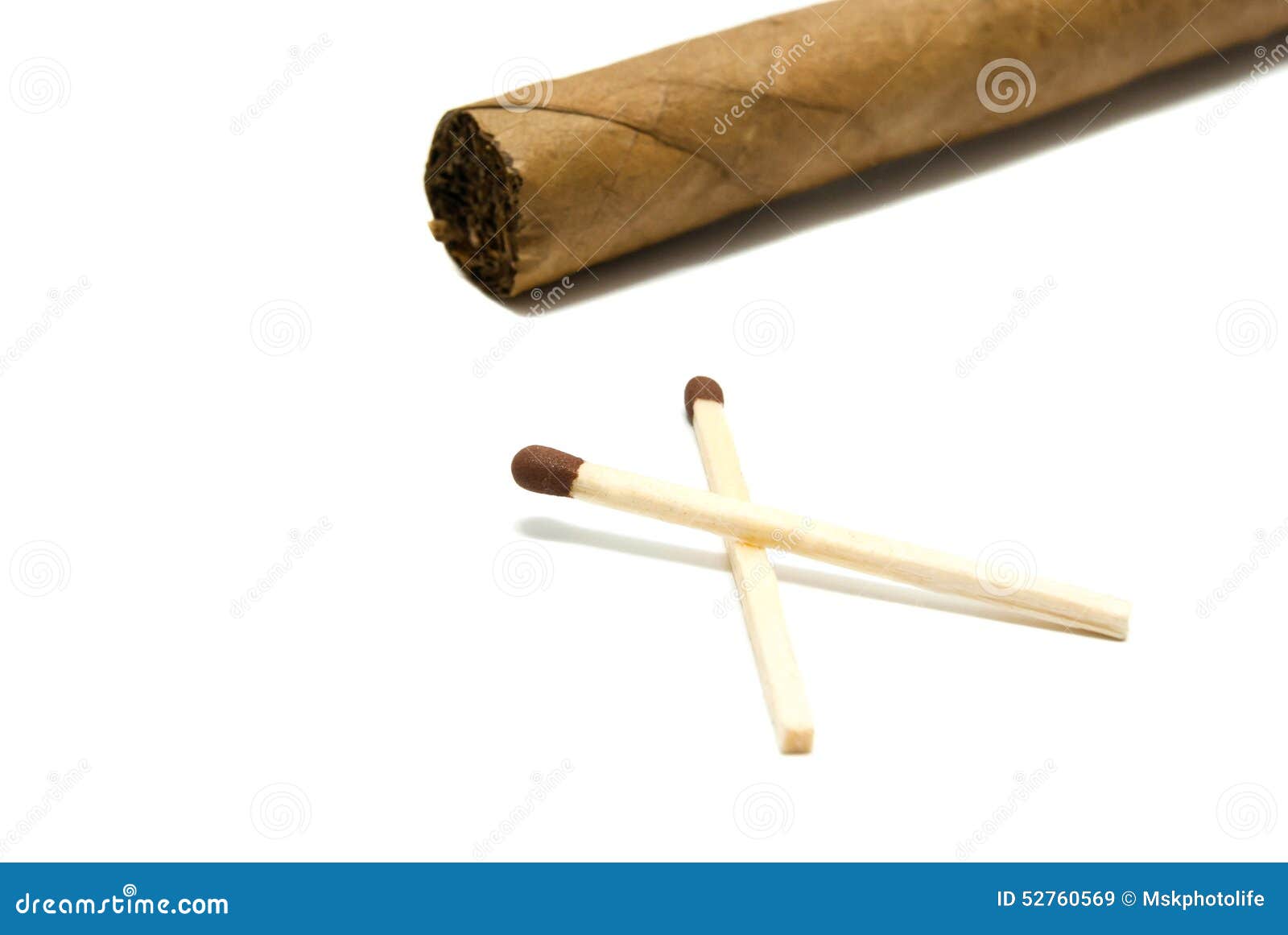 Cigar and two matches stock image. Image of habit, issues 52760569