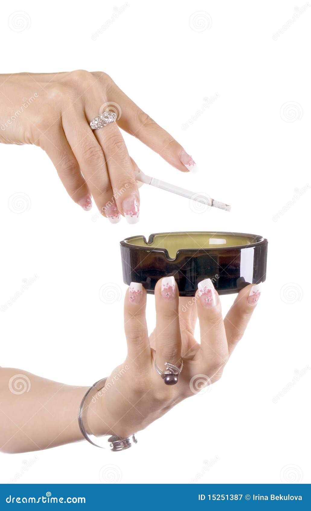 Cigarette and Ashtray in Female Hands Stock Image Image of cigarette