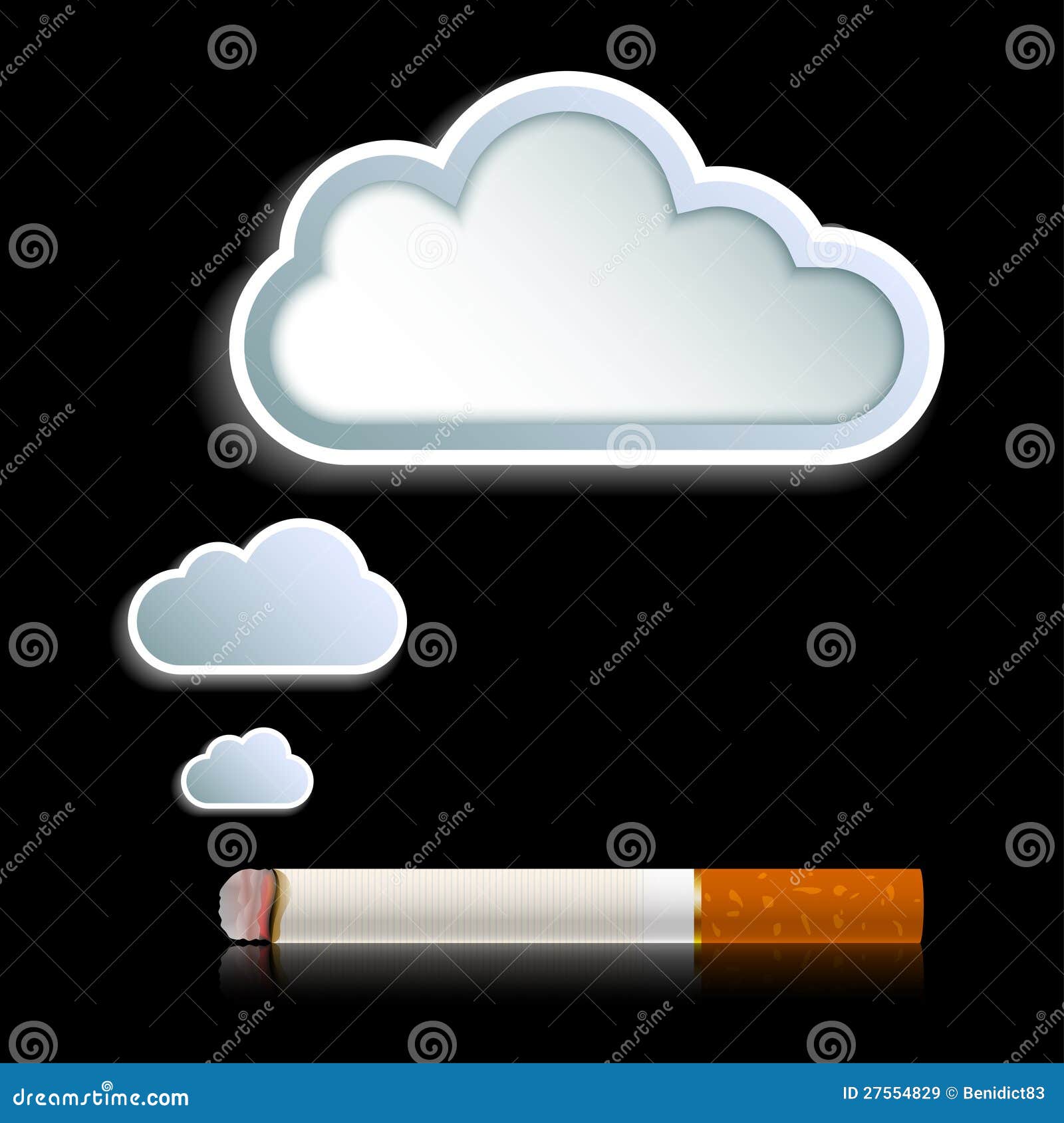 Cigarette with Cloud of Smoke Stock Vector Illustration of fire