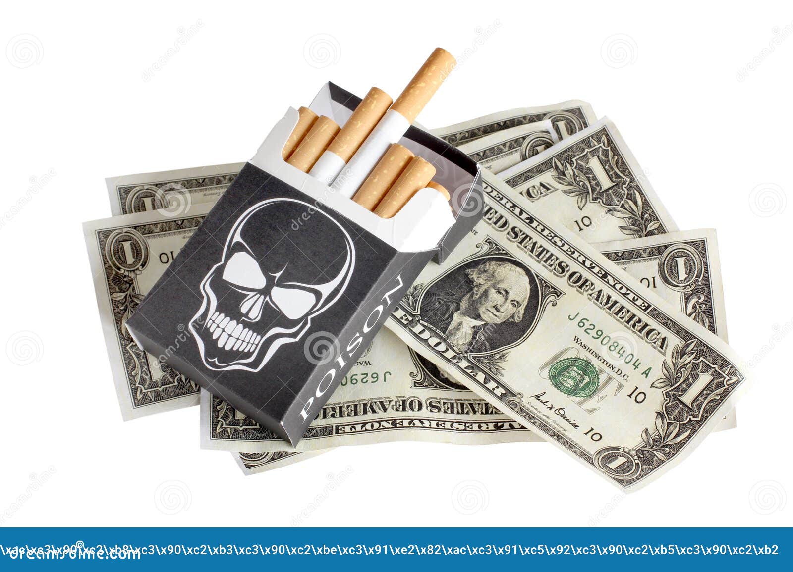 Cigarettes box and money stock photo. Image of dollar 21621500
