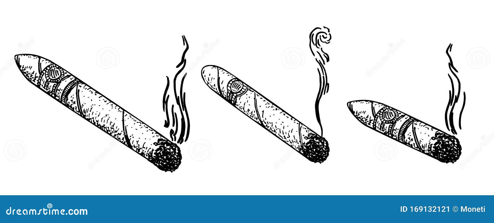 Cigars Set Engraving Vector Illustration. Sketch Style Imitation. Black