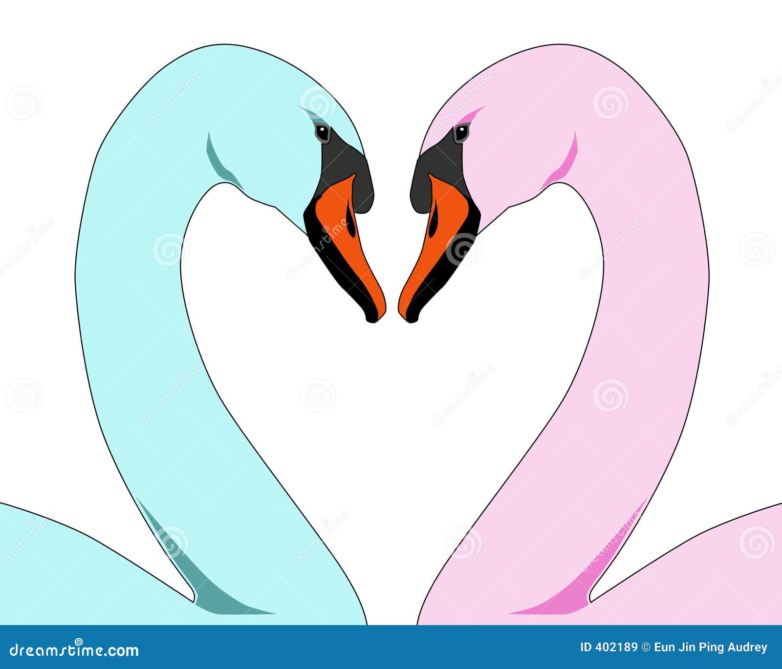 Cigni colorati di amore Immagini Stock Libere da Diritti
