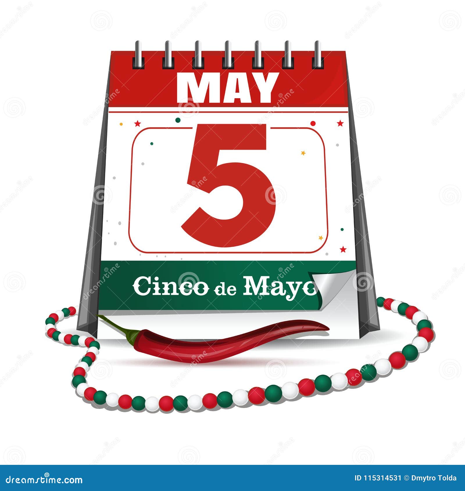 Cinco De Mayo. Holiday Date in Calendar Stock Vector Illustration of