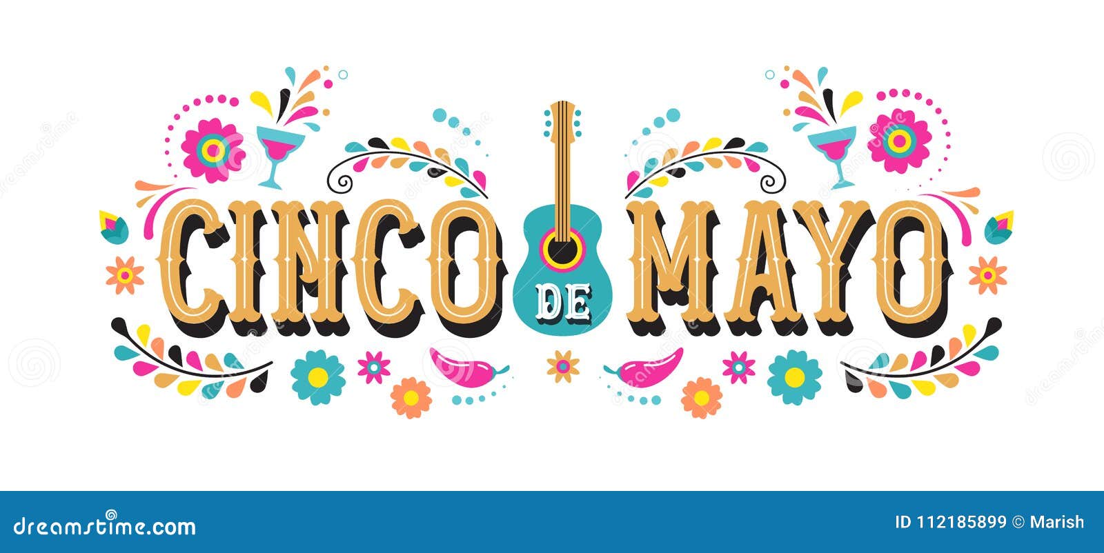 cinco de mayo - may 5, federal holiday in mexico. fiesta banner and poster  with flags